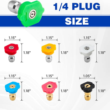 Pressure Washer Tips, Pressure Washer Nozzle Tips with Nozzle Holder, Set of 7 Pressure Washer Nozzles, 1/4 Inch Quick Connect, 4000 PSI.