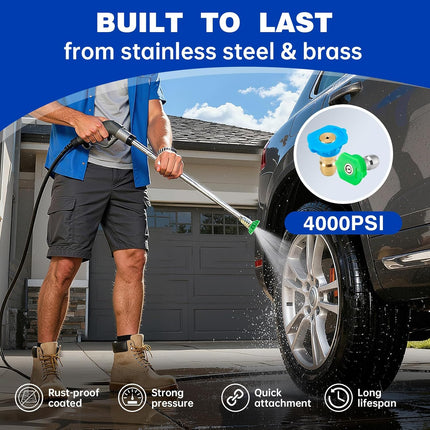 Pressure Washer Tips, Pressure Washer Nozzle Tips with Nozzle Holder, Set of 7 Pressure Washer Nozzles, 1/4 Inch Quick Connect, 4000 PSI.