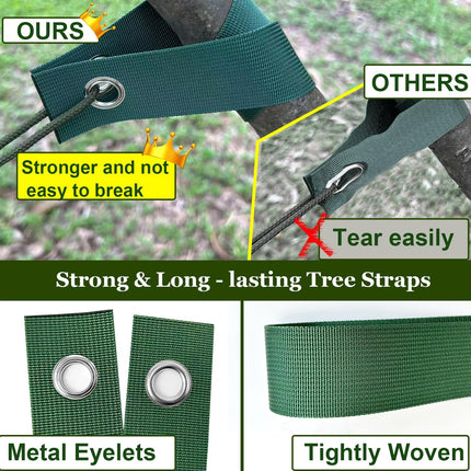 Tree Stakes and Supports, Heavy Duty Tree Stakes Kit Include 3Pcs Tree Straps for Staking, 3Pcs 12" Steel Spikes, and 39Ft Rope, Tree Supports for Young Tree Anti Strong Wind, Bad Weather.