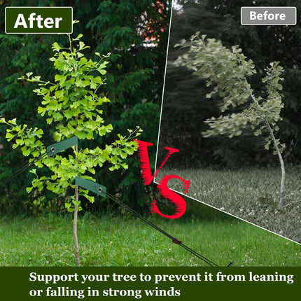 Tree Stakes and Supports, Heavy Duty Tree Stakes Kit Include 3Pcs Tree Straps for Staking, 3Pcs 12" Steel Spikes, and 39Ft Rope, Tree Supports for Young Tree Anti Strong Wind, Bad Weather.