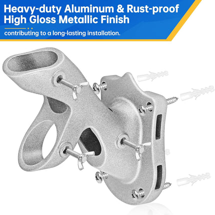 Flag Pole Holder,  Flag Pole Brackets Mount Outside House Heavy-Duty Aluminum Metal Rust Proof Bracket 1" Inner Diameter 2 Positions with Hardwares for Outdoor Wall Mounting Porch( Silver-1 Pack).