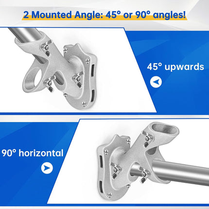 Flag Pole Holder,  Flag Pole Brackets Mount Outside House Heavy-Duty Aluminum Metal Rust Proof Bracket 1" Inner Diameter 2 Positions with Hardwares for Outdoor Wall Mounting Porch( Silver-1 Pack).