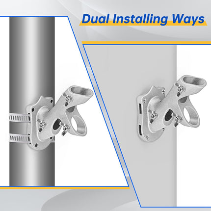 Flag Pole Holder,  Flag Pole Brackets Mount Outside House Heavy-Duty Aluminum Metal Rust Proof Bracket 1" Inner Diameter 2 Positions with Hardwares for Outdoor Wall Mounting Porch( Silver-1 Pack).