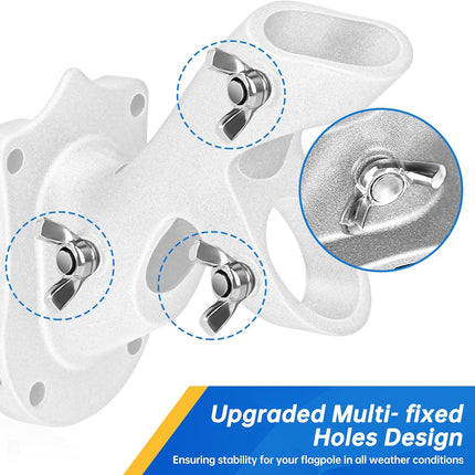 Flag Pole Holder,  Flag Pole Brackets Mount Outside House Heavy-Duty Aluminum Metal Rust Proof Bracket 1" Inner Diameter 2 Positions with Hardwares for Outdoor Wall Mounting Porch( Silver-1 Pack).