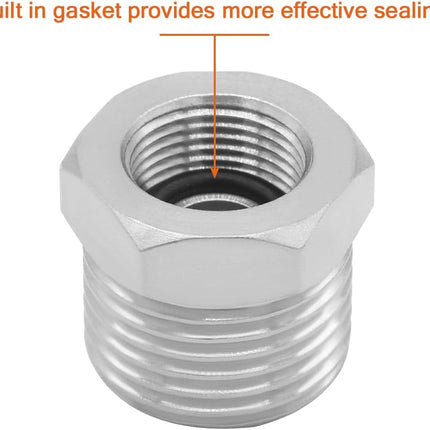 1/2 G Male to 3/8 Compression Female Thread Bushing Pipe Fitting, Nickel Plated Brass Reducer Faucet Connector Water Hose Adapter, Supply Line Adapter for RV Kitchen Bathroom Plumbing 2PCS.