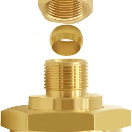 Brass US Standard Faucet Adapter Convert 3/4" GHT Female Garden Hose Thread to 1/4" OD Compression Tubing Adapter (Pack of 2).