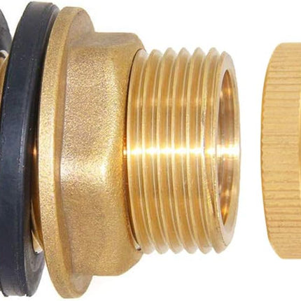 Brass Male Garden Hose Bulkhead Fitting with Plugs,1/2" Female 3/4" GHT Male Water Tank Connector Threaded and 3/4" GHT Female Outer Hex Head End Pipe Caps Drain/Flush Port Kit.