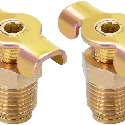 Brass Wing Style Drain Cock 1/4" NPT Male External Drain Switch Air Hose Fitting With Handle (Pack of 2).