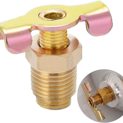 Brass Wing Style Drain Cock 1/4" NPT Male External Drain Switch Air Hose Fitting With Handle (Pack of 2).