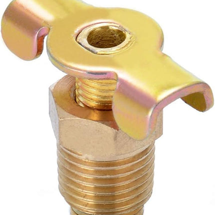 Brass Wing Style Drain Cock 1/4" NPT Male External Drain Switch Air Hose Fitting With Handle (Pack of 2).