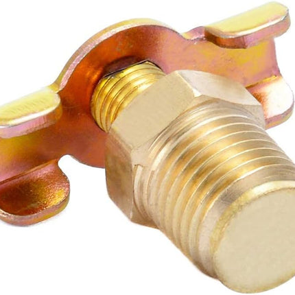Brass Wing Style Drain Cock 1/4" NPT Male External Drain Switch Air Hose Fitting With Handle (Pack of 2).