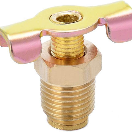 Brass Wing Style Drain Cock 1/4" NPT Male External Drain Switch Air Hose Fitting With Handle (Pack of 2).