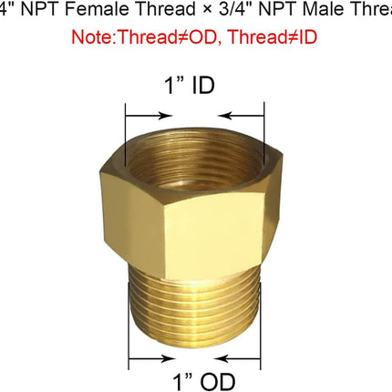 3/4" NPT Thread Female × 3/4" NPT Thread Male Brass Pipe Fitting Adapter （pack of 2).