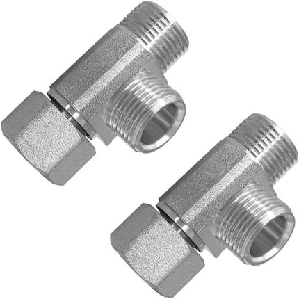 2PCS Lead-Free Brass Nickel Plating Angle Stop Add-A-Tee Valve 3/8" COMP Inlet x Outlet x Outlet for Faucet/Glass Rinser/Dishwasher/Toilet Tank.