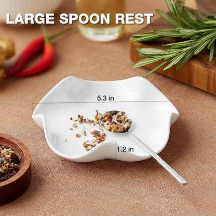 Spoon Rest for Stove Top, 5.3 Inch Ceramic Spoon Holder for Kitchen Counter, Coffee Spoon Holder, Cooking Utensil Rest for Spoons, Ladles, Tong, Heat-Resistant Spoon Rest, Housewarming Gifts.