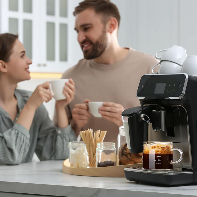 2 Pack Measuring Cups, 75ML Espresso Cups with Handle, Espresso Shot Glasses with V-Shaped Mouth, Clear Accessories, Milk Frothing Pitcher | with Handle, with V-Shaped Mouth, Accessories.