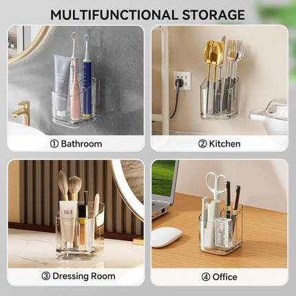 Toothbrush Holders for Bathrooms, 3 Slots Detachable Electric Toothbrush Holder Wall Mounted with Divider, Removable Tooth Brush and Toothpaste Holder Organizer for Bathroom/Kitchen/Office.