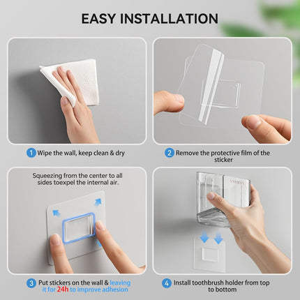Toothbrush Holders for Bathrooms, 3 Slots Detachable Electric Toothbrush Holder Wall Mounted with Divider, Removable Tooth Brush and Toothpaste Holder Organizer for Bathroom/Kitchen/Office.