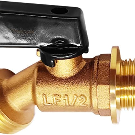 Brass Outdoor Spigot Hose Bibb Valve 1/2" Male NPT Inlet x 3/4" Male GHT Threaded Garden Hose Outlet Connector.