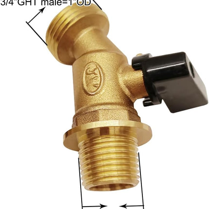 Brass Outdoor Spigot Hose Bibb Valve 1/2" Male NPT Inlet x 3/4" Male GHT Threaded Garden Hose Outlet Connector.