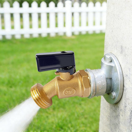 Brass Outdoor Spigot Hose Bibb Valve 1/2" Male NPT Inlet x 3/4" Male GHT Threaded Garden Hose Outlet Connector.