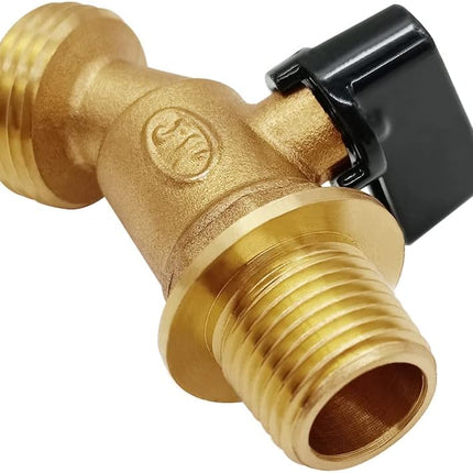 Brass Outdoor Spigot Hose Bibb Valve 1/2" Male NPT Inlet x 3/4" Male GHT Threaded Garden Hose Outlet Connector.