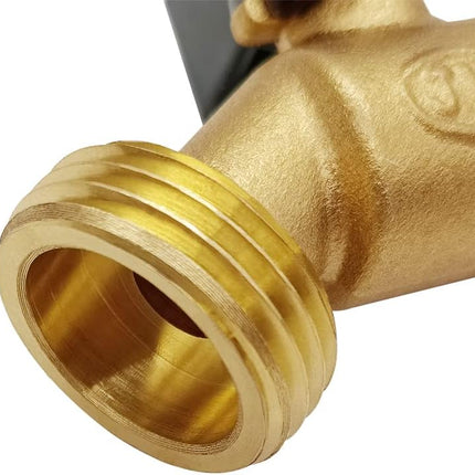 Brass Outdoor Spigot Hose Bibb Valve 1/2" Male NPT Inlet x 3/4" Male GHT Threaded Garden Hose Outlet Connector.