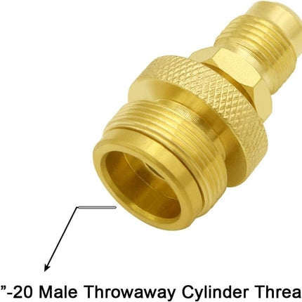 1LB Propane Disposal Adapter Fitting 1"-20 Male Throwaway Cylinder Thread to 3/8" Flare Male, Portable Camping Grill Stove Parts for Heaters, Burner, Cooker, Solid Brass.