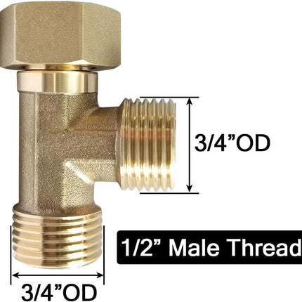 Brass G1/2" 3 Way Diverter, Tee Shape Hose Pipr Fitting Adapter Connector, for Angle Valve Hose, Bath Shower Arm, Toilet Bidet Sprayer, Bathtub Faucet.