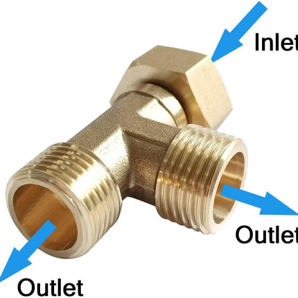 Brass G1/2" 3 Way Diverter, Tee Shape Hose Pipr Fitting Adapter Connector, for Angle Valve Hose, Bath Shower Arm, Toilet Bidet Sprayer, Bathtub Faucet.