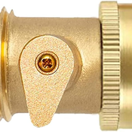 Brass 3/4" GHT Shut-Off Ball Valve and 5/8" Barb Garden Water Hose Connector with Clamp Fittings for House/Boat/Lawn/Power Wash/Irrigation.
