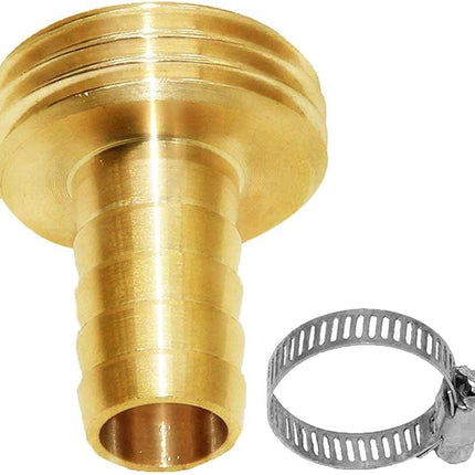 Brass 3/4" GHT Shut-Off Ball Valve and 5/8" Barb Garden Water Hose Connector with Clamp Fittings for House/Boat/Lawn/Power Wash/Irrigation.