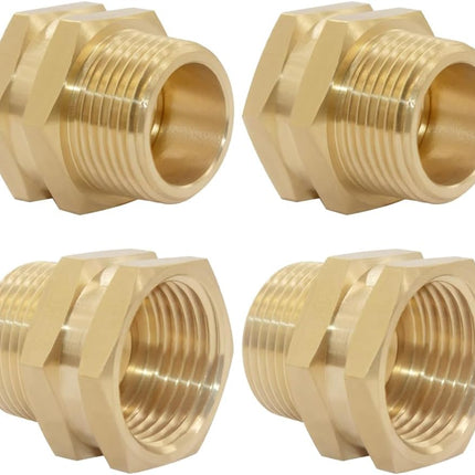 3/4" Female GHT Thread x 3/4" Male NPT Thread Brass Pipe Fittings Adapter (Pack of 4).