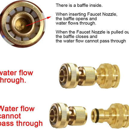 1/2" ID Hose Solid Brass Fitting Closed Flow Garden Tools Quick Repair Damaged Leaky Adapter Garden Water Irrigation Quick Connector (Pack of 2).