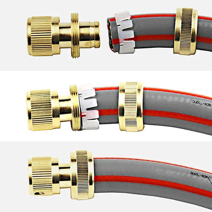 1/2" ID Hose Solid Brass Fitting Closed Flow Garden Tools Quick Repair Damaged Leaky Adapter Garden Water Irrigation Quick Connector (Pack of 2).