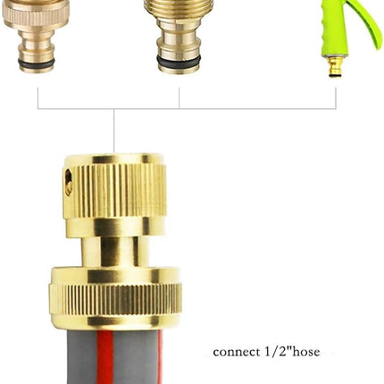 1/2" ID Hose Solid Brass Fitting Closed Flow Garden Tools Quick Repair Damaged Leaky Adapter Garden Water Irrigation Quick Connector (Pack of 2).
