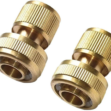 1/2" ID Hose Solid Brass Fitting Closed Flow Garden Tools Quick Repair Damaged Leaky Adapter Garden Water Irrigation Quick Connector (Pack of 2).