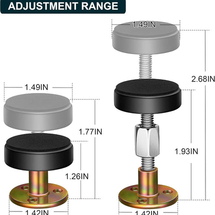 Adjustable Threaded Bed Frame Anti-Shake Tool, Headboard Stoppers, Bedside Anti Shake Tool for Beds Cabinets Sofas, 4PCs, 30-68mm.