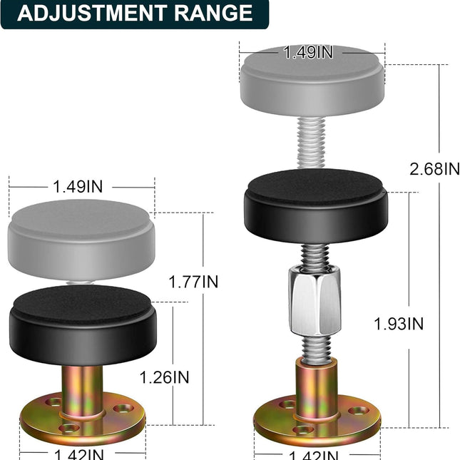 Adjustable Threaded Bed Frame Anti-Shake Tool, Headboard Stoppers, Bedside Anti Shake Tool for Beds Cabinets Sofas, 4PCs, 30-68mm.