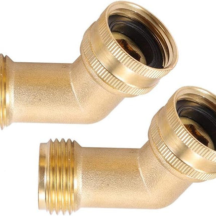 Brass Garden Hose Elbow Connector 45 Degree Hose Elbow Fitting Quick Swivel Connect 3/4" Garden Hose Thread 2pcs with Extra 6 Pressure Washer.