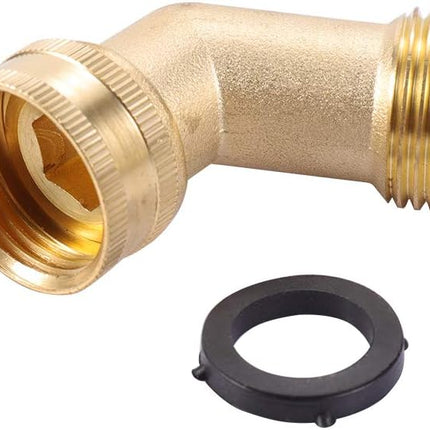 Brass Garden Hose Elbow Connector 45 Degree Hose Elbow Fitting Quick Swivel Connect 3/4" Garden Hose Thread 2pcs with Extra 6 Pressure Washer.