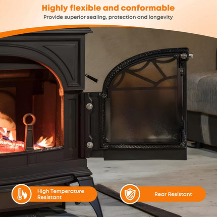 Wood Stove Gasket, 1/4" x 84" Graphite Impregnated Fiberglass Rope Seal and High-Temperature Cement Gasket Replacement for Wood Stoves Door.