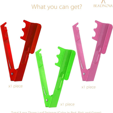 Rose Thorn Stripping Tool Stripper Metal Stripper Thorn Remover for Floral DIY and Gardening (3pcs, Red Green and Pink).
