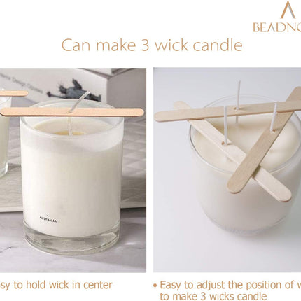 Candle Wicks Set 150 Pcs Candle String Cotton Wicks with 50 Pcs Wooden Holders Centering Device for Making Supplies DIY (4, 6, 8 Inch).