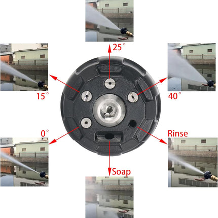 Pressure Washer Nozzle, 6-in-1 Quick Change over and Adjustable, Power Washer Tips Replacement with 1/4 inch Quick Connector, MAX 4000PSI for Pressure Washer.