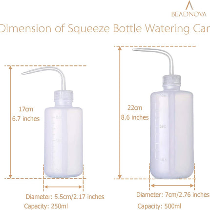 Squeeze Bottle Plant Watering Can Eye Wash Bottle Squeeze Irrigation Plastic Small Watering Can for Indoor Plants Tattoo (2pcs, 250ml and 500ml).