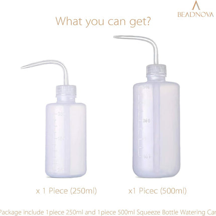 Squeeze Bottle Plant Watering Can Eye Wash Bottle Squeeze Irrigation Plastic Small Watering Can for Indoor Plants Tattoo (2pcs, 250ml and 500ml).