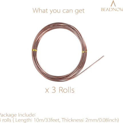 Plant Training Wire 98 Feet Copper Bonsai Tree Aluminium Plant Wire for Training Indoor and Outdoor (Copper, 2mm, 30m).