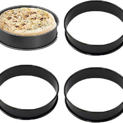 English Muffin Rings, Stainless Steel Crumpet Rings, 4 Pcs 4 inch Nonstick Metal Round Ring Molds with Silicone Oil Brush.