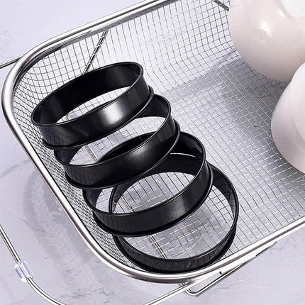 English Muffin Rings, Stainless Steel Crumpet Rings, 4 Pcs 4 inch Nonstick Metal Round Ring Molds with Silicone Oil Brush.